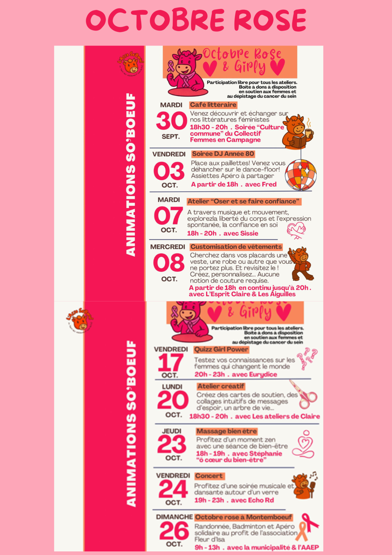 octobre rose à l'asso so boeuf